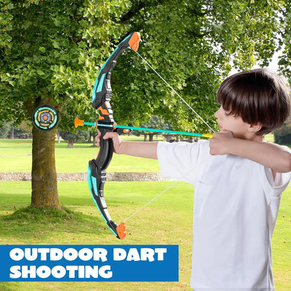 JOYFY Kids Bow and Arrow Set LED Light Up Archery Toy With 9 Suction Cup Arrows Target for Kid Ages 6-12 Outdoor Play Gift