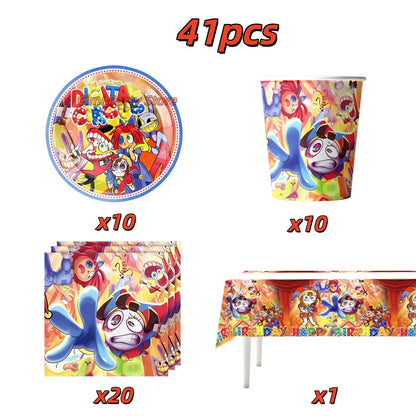 The Amazing Themed Birthday Party Decorations Digitaled Circus Tableware Plates Balloons for Baby Shower Party Favors Kids Gifts