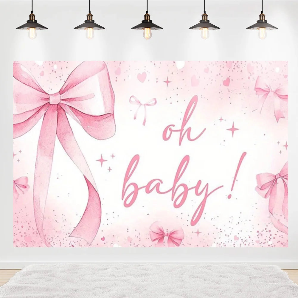 Welcome Baby Shower Newborn Background Decoration Girl Boy Birthday Party Backdrop Supplies Balloon Teddy Bear Photographic Prop