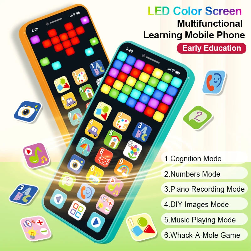 Kids Educational Multimedia Tablet with Color Screen USB Rechargeable Early Learning Music Toy for Children's Development