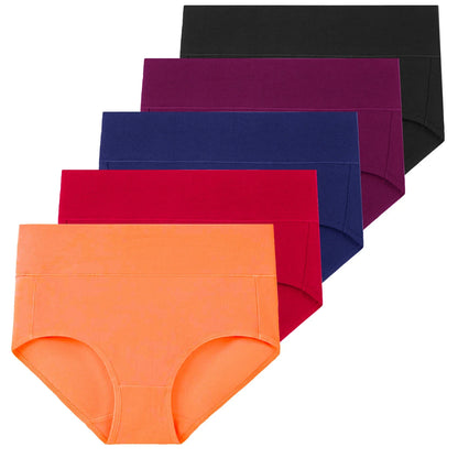 5pcs Women's Soft Cotton Underwear Briefs High Waisted Postpartum Panties Ladies Full Coverage Set 5X-Large