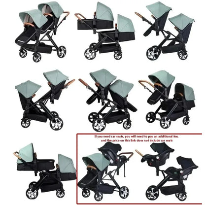 Foldable Twin stroller Lightweight New 2 in 1 baby trolley baby carriage with car seat Baby stroller for two children