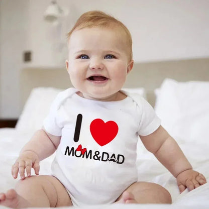 Pure Cotton I Love Mom Newborn Rompers  I Love Dad Baby Romper Twins Matching Bodysuit Summer for 0-24 Months Baby Clothes