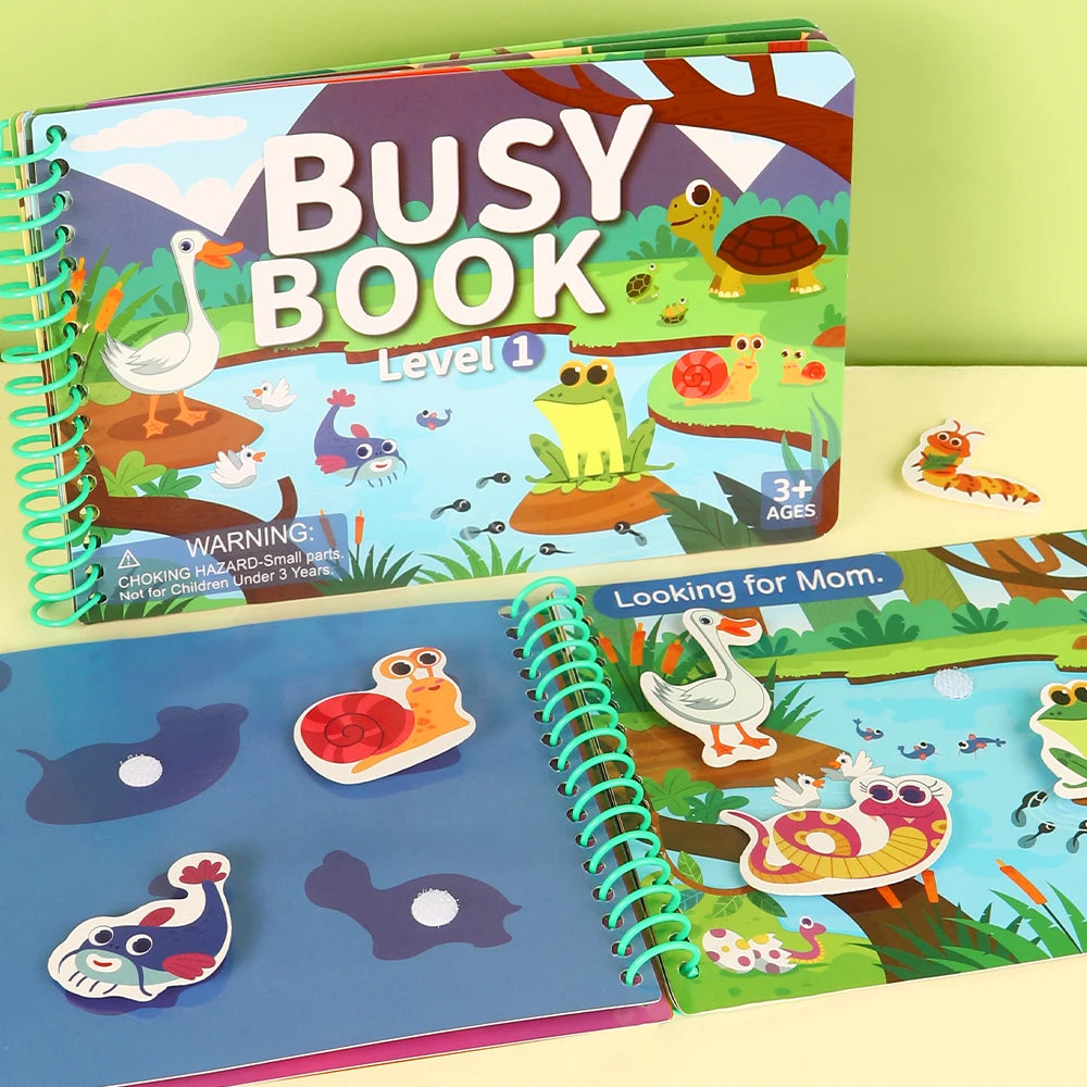 Children Quiet Busy Book 4 Themes Cartoon Travel Sticker Books Kids DIY Sticker Educational Game