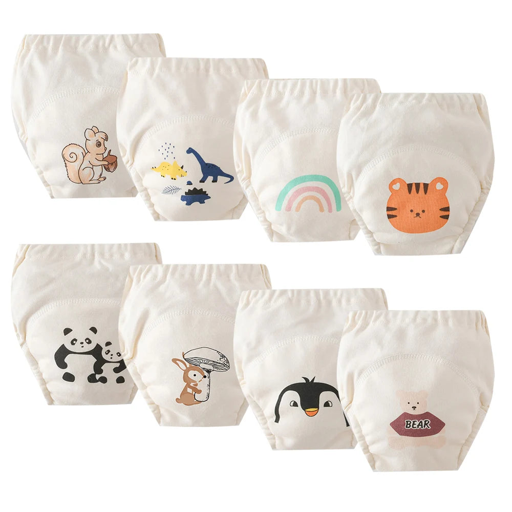 8pcs/6pcs Washable Baby Potty Training Pants Reusable Toilet Trainer Panty Reusable Cloth Diaper