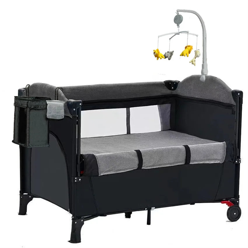 Portable Baby Crib New Multifunctional 4 In 1 Foldable Baby Cot with Diaper Kid Table Cradle Rocker Bed Furniture