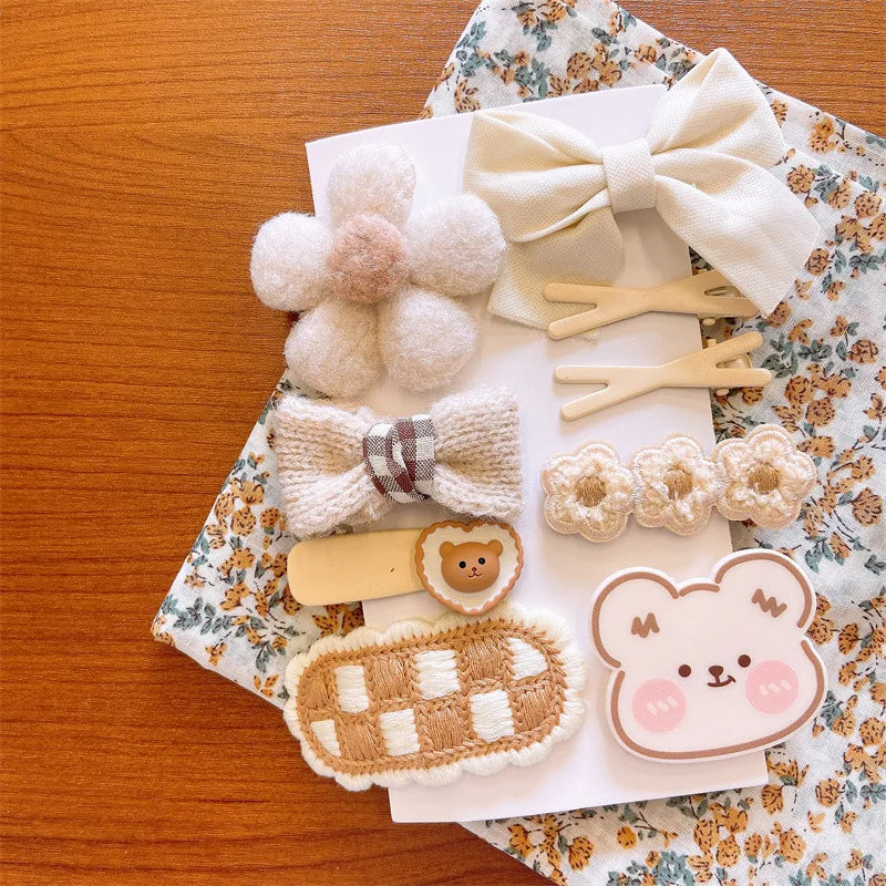 5/9Pcs/Set Cute Bows Hair Clips Hair Accessories For Girls Cartoon Animal Flower Hairpin Headdress Baby Hair Pins Birthday Gifts