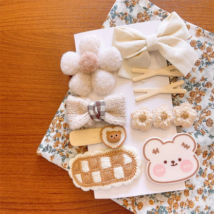 5/9Pcs/Set Cute Bows Hair Clips Hair Accessories For Girls Cartoon Animal Flower Hairpin Headdress Baby Hair Pins Birthday Gifts