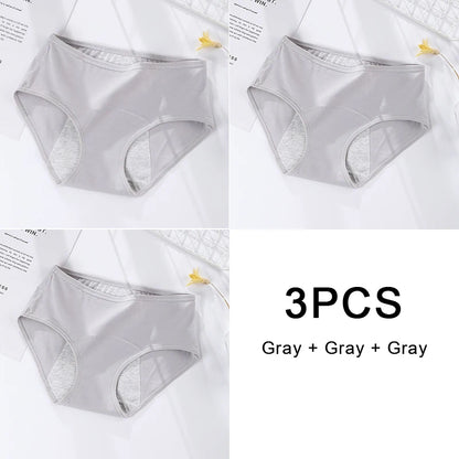 3PCS/set Women's menstrual briefs large flow postpartum water absorption leakproof pure cotton