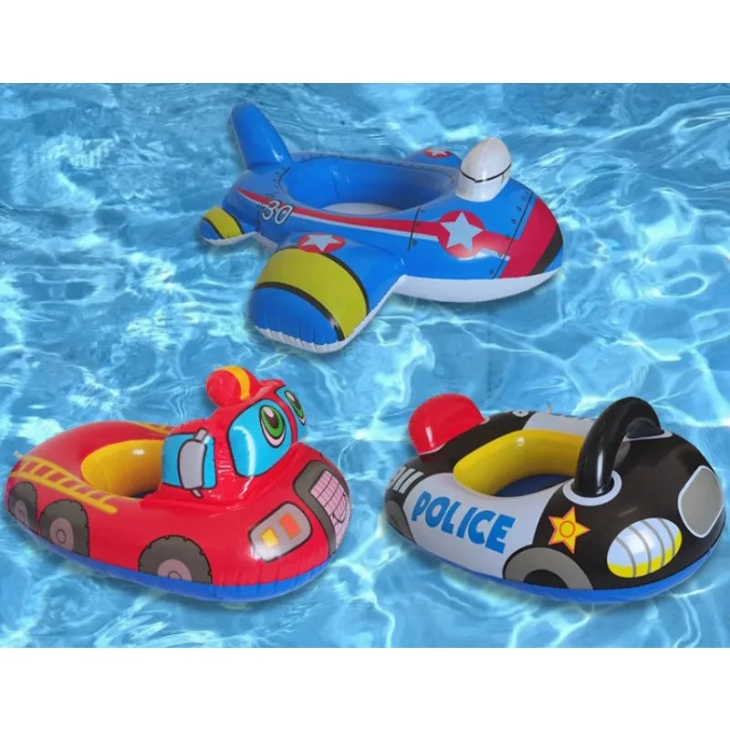 Inflatable Water Toys Cartoon Police Car Baby Swimming Float Seat Boat Summer Outdoor Pool Swim Ring Inflatable Water Equipment