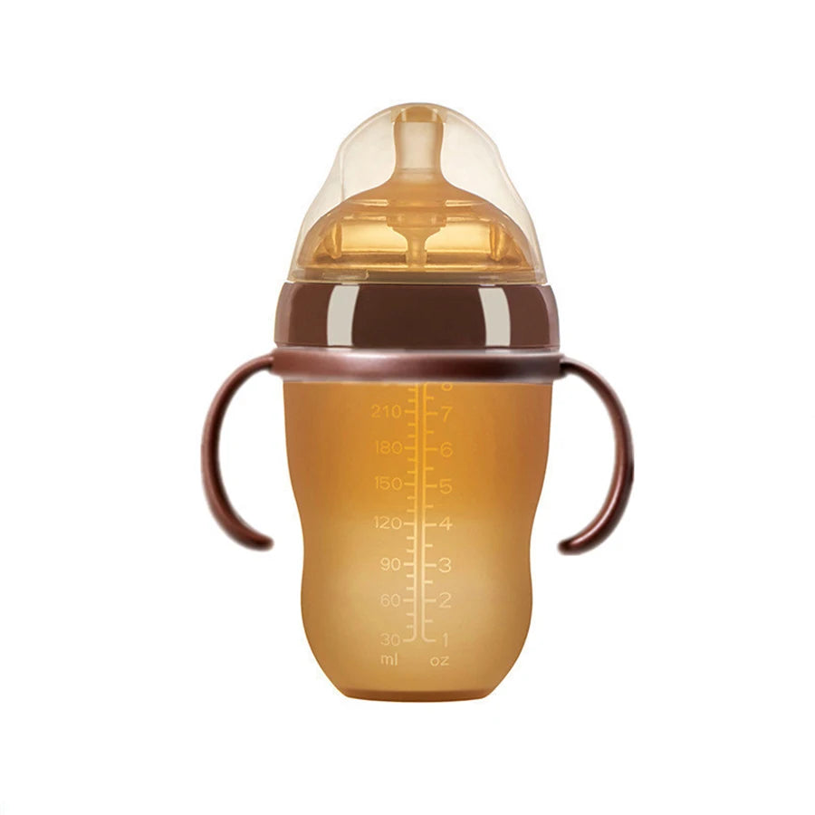 1pc Silicone Baby Bottle 150ml/240ml Soft Durable against drops Big Mouth Pacifier Head Silicone with Handle and Gravity Ball