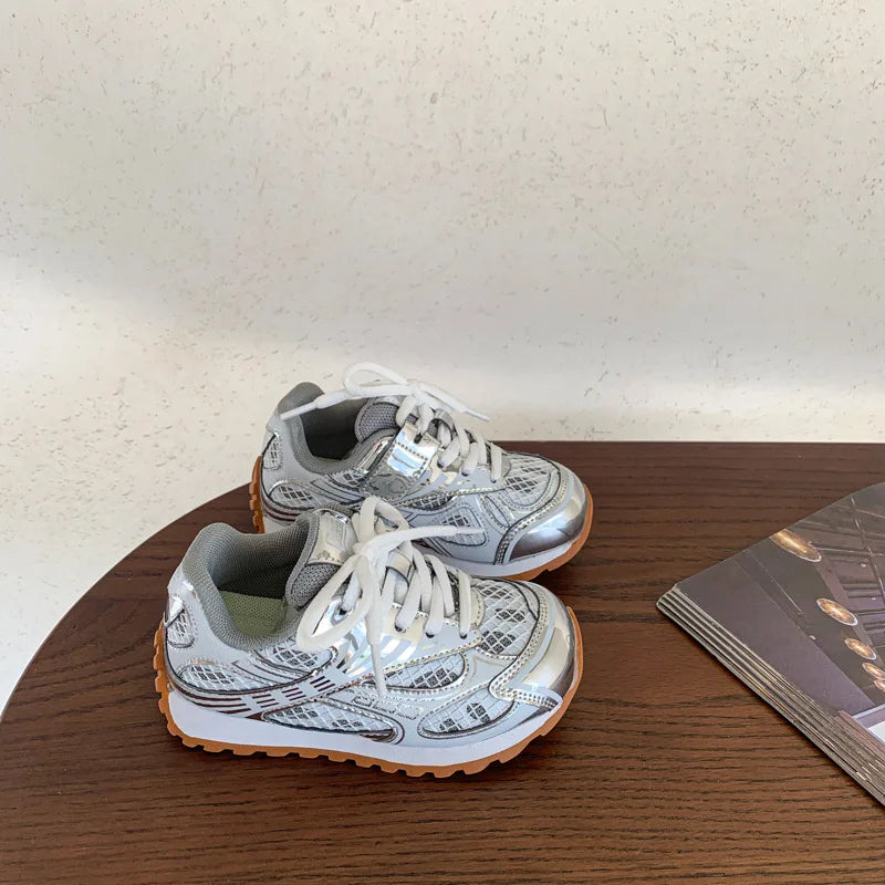 Toddler Kids Orbit Metallic Running Sneaker Children Casual Fashion Trainers Boys Girls Sports Walking Glowing Tennis Shoes