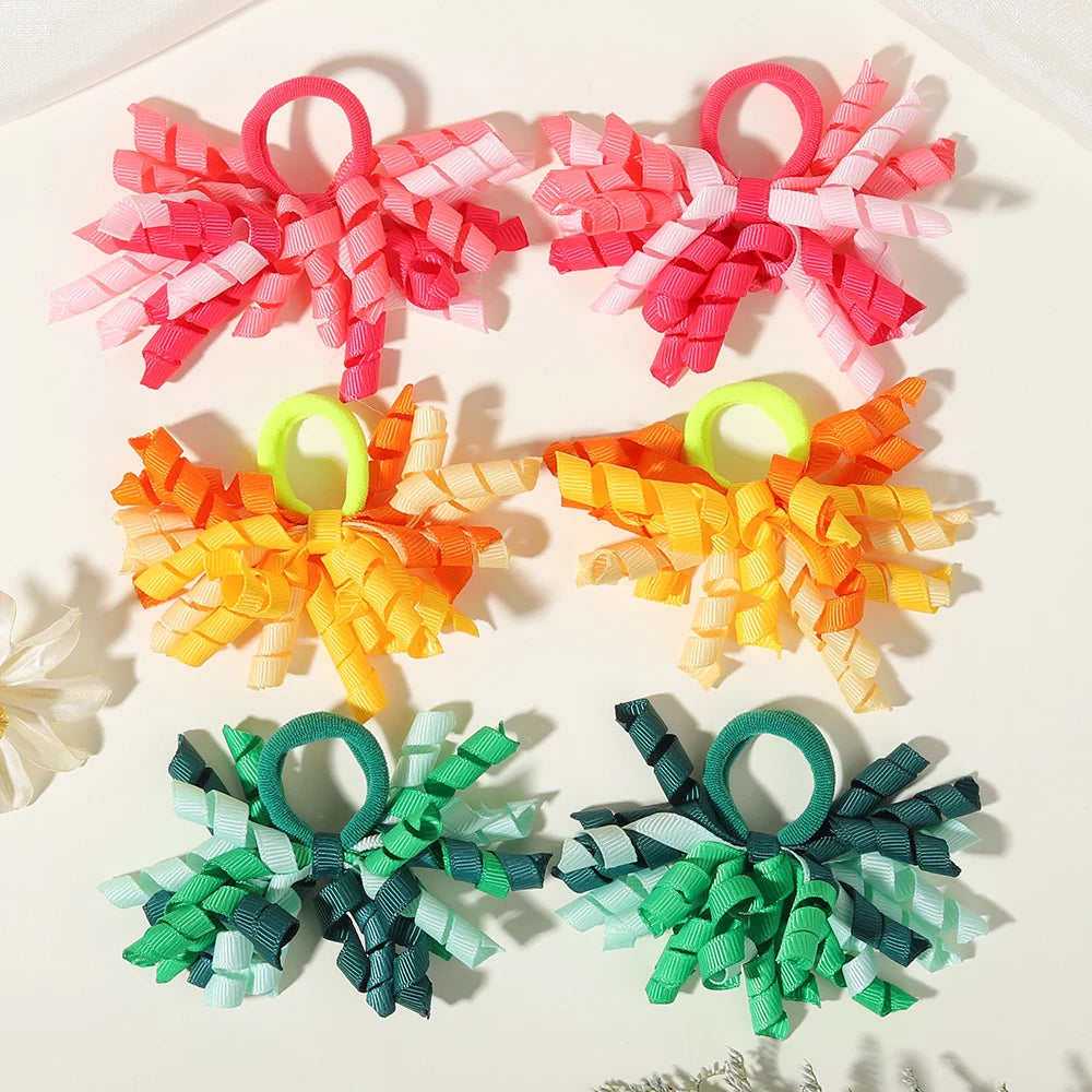6Pcs Trendy Firework Hair Ties Rainbow Curly