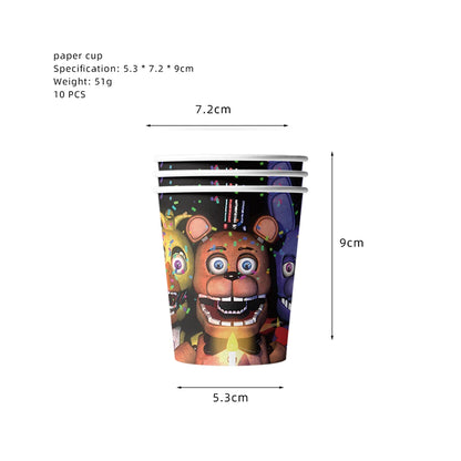 FNAF Five Nights Freddyed Birthday Party Decorations Balloons Plate Banner Tableware Set for Baby Shower Party Favors Kids Gifts