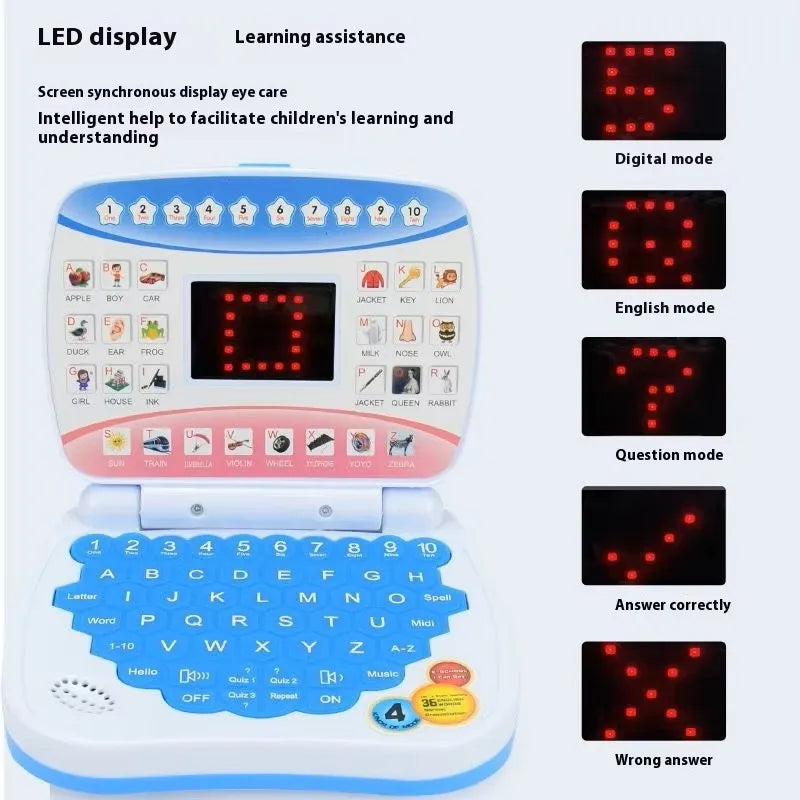 Mini Simulated Laptop Early Education Machine LED Display Learning Device Music Children's Toy