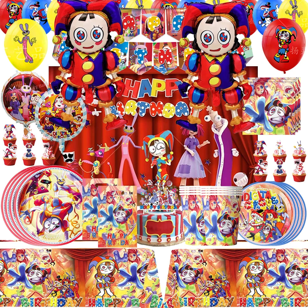 The Amazing Themed Birthday Party Decorations Digitaled Circus Tableware Plates Balloons for Baby Shower Party Favors Kids Gifts