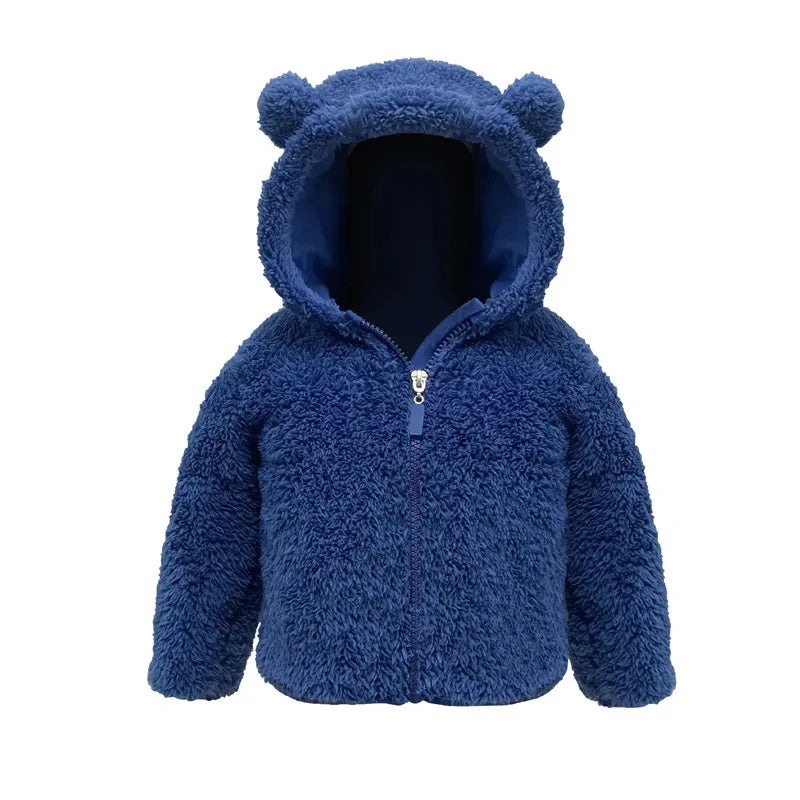 Winter Fleece Coats for Kids Baby Boys & girls Warm Jacket Bear Hoods Infant Toddler Outerwear Hooded Clothes Velvety