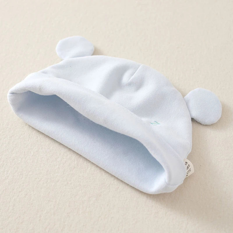 0-3M Newborn Fetal Hat Pure Cotton Baby Autumn Winter Warm Beanies Cute Bear Infant Head Protection Cap Boy Girl