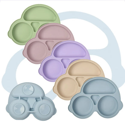 2023New Silicone Baby Sucker Dining Plate Solid Cute Cartoon Children Dishes Suction Toddler Training Tableware Kid Feeding Bowl