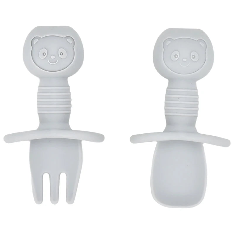 4Pcs/Set Baby Safe Silicone Dining Plate Solid Cute Cartoon Children Dishes Smile Face Baby Tableware Set Retro Kids Plate