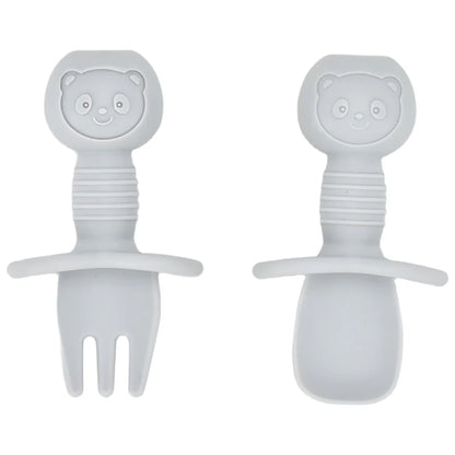 4Pcs/Set Baby Safe Silicone Dining Plate Solid Cute Cartoon Children Dishes Smile Face Baby Tableware Set Retro Kids Plate