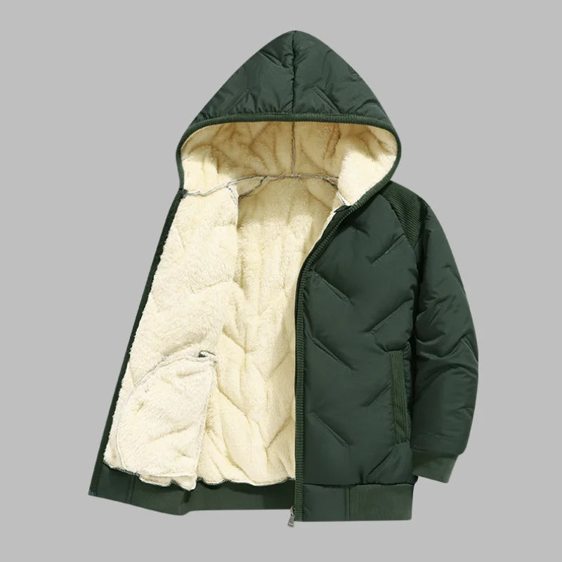 Winter Keep Warm Boys Girl Jacket Lined With Velvet Thick Cotton Padded Hooded Coat Kids Children Out The Cold Outerwear