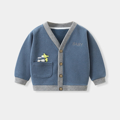 Autumn Winter Baby Knitted Cardigan Sweater Cartoon Animal Long Sleeved Tops Kids Clothes Children Jacket Toddler Warm Coat 0-1y