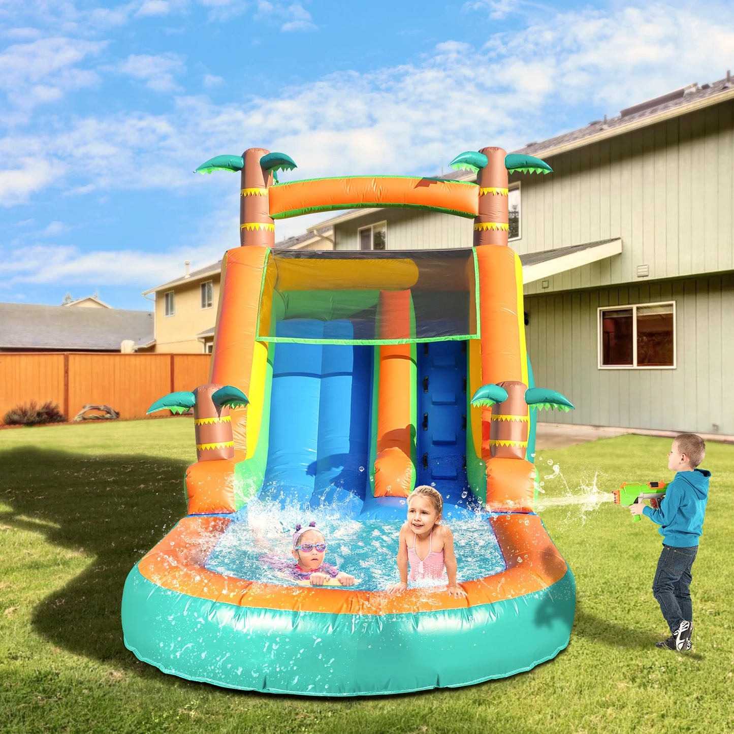 21ft Giant Commercial PVC Inflatable Water Slide Bounce House Pool with Blower