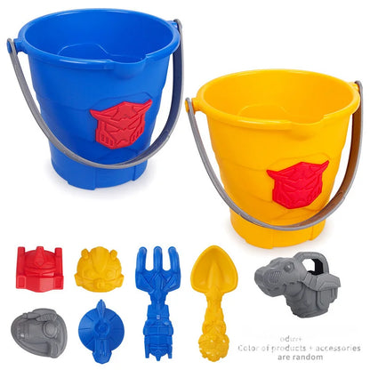 Kids Pull-Along Suitcase Beach Toys - Complete Astronaut Spaceship Sand Set with Bucket, Rake, Molds, Outdoor Beach Games