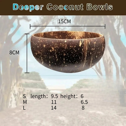 Polished Coconut Bowls and Wooden Spoon Sets Natural Coconut Salad Smoothie Bowls for Kitchen Women Gifts Decoration