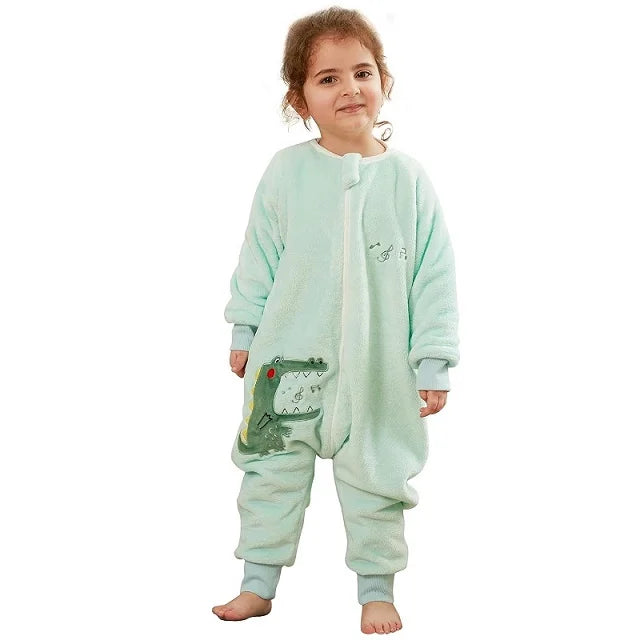 MICHLEY Duck Cartoon Flannel Sleeping Sack Winter Clothes Toddler Girls Boys 1-7T