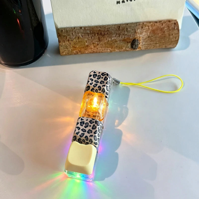 Light Up Keychain Keyboard 2/4 Key Keychain Pendant Decompression Keyring Hanging Pendant for Backpack Stress Releasing Gift