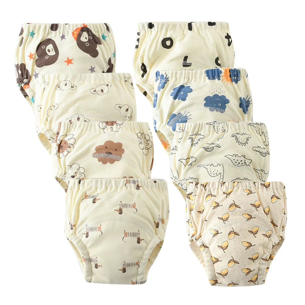 8pcs/6pcs Washable Baby Potty Training Pants Reusable Toilet Trainer Panty Reusable Cloth Diaper