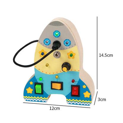 Montessori Busy Board LED Light Switc Toys Toddler Wooden Sensory Activitie Board Travel Toys Baby Switch Control Education Game