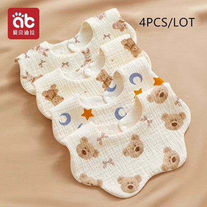Soft Baby Bibs Bandana Saliva Towels Burp Cloths Newborn Infant Toddler 0-1Y Comfortable Waterproof Feeding Bibs 2/3/4﻿