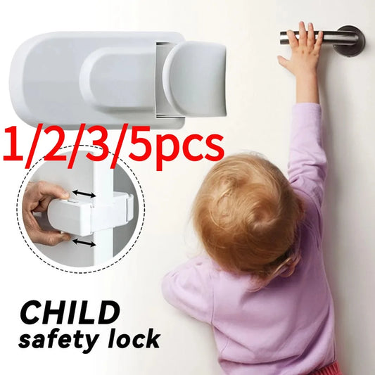 1/2/3/5pcs Child Protection Safety Lock Anti-pinch Door Blocking Lock Prevents Child From Opening Door Latch Automatically Locks