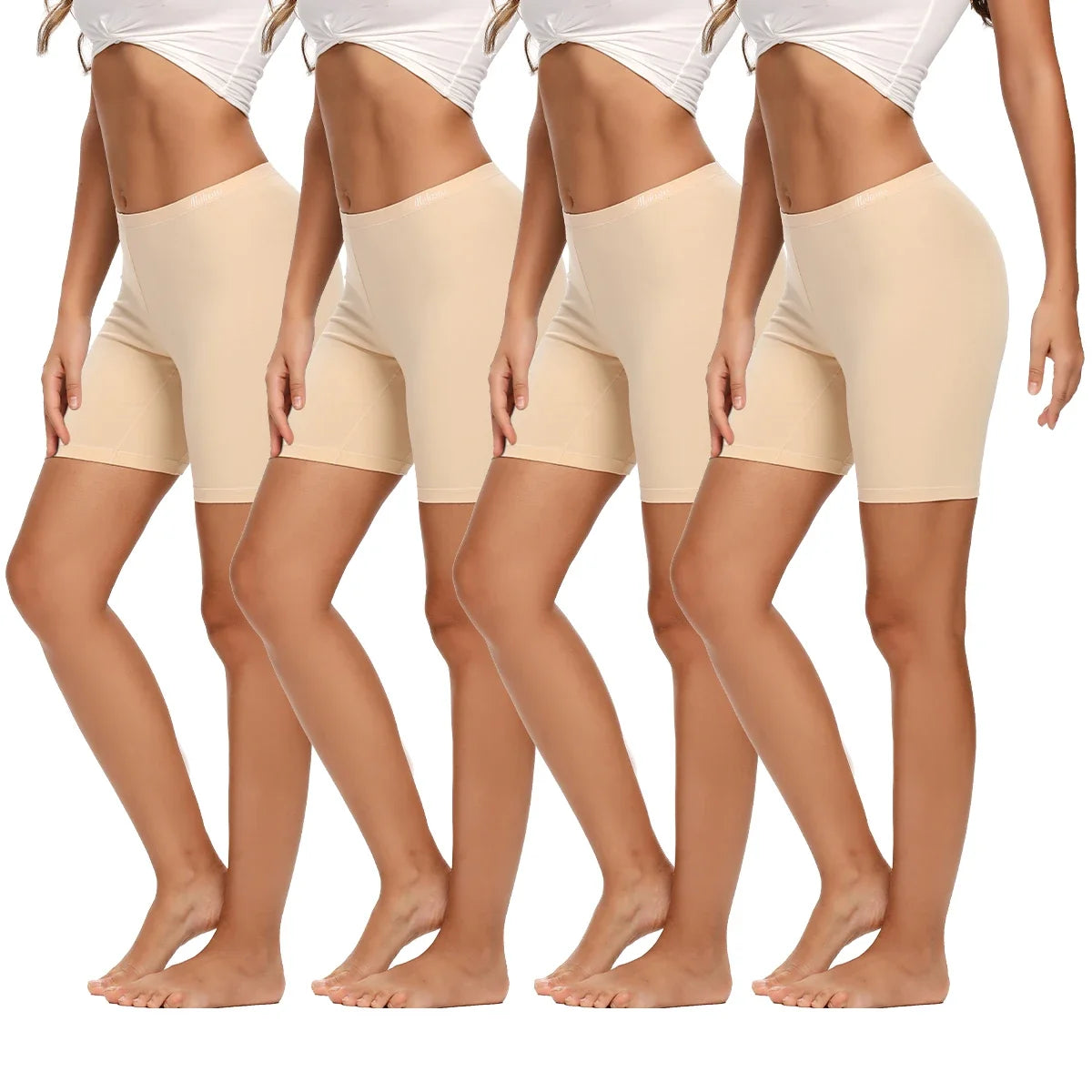 4PCS Women's Cotton Panties Biker Shorts Boxer Briefs Ladies Anti Chafing