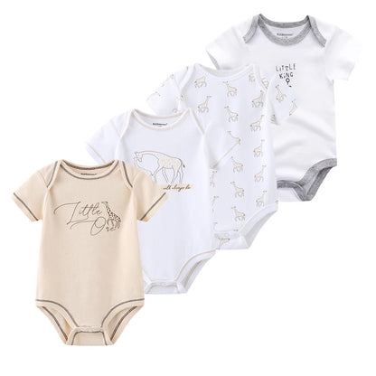 4Pieces Cotton Newborn Bodysuit Print Baby Girl Clothes 0-12M Cartoon Baby Boy Clothes Summer Short Sleeve Romper Bebes