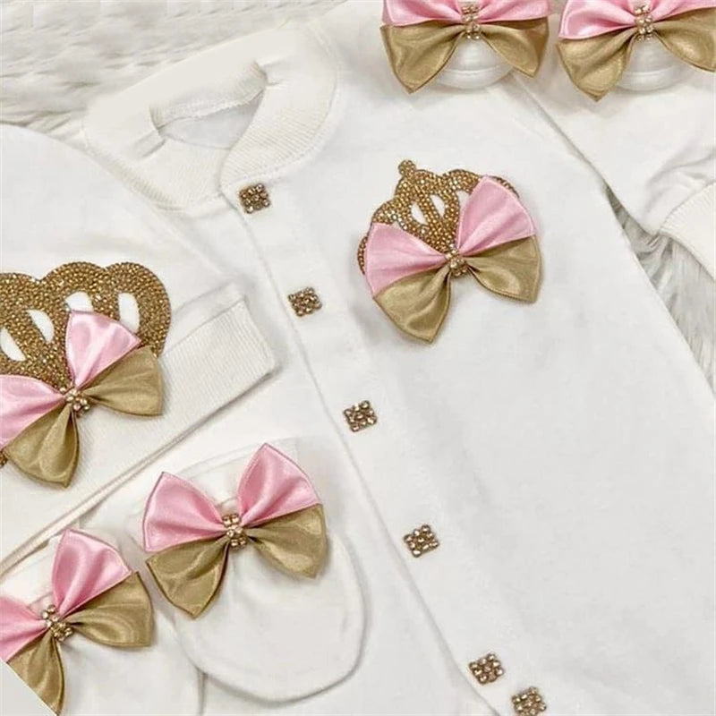 Onesie Baby Girl Crown Purple Home Coming Outfit Layette Jewels set Baptism Take Me Home Outfit Baby shower gift Newborn Gifts