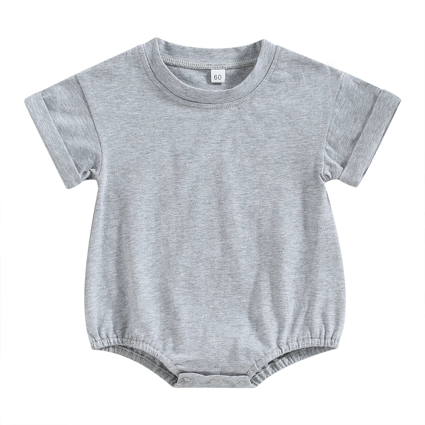 Baby Bodysuit Romper, Short Sleeve Solid Color Crewneck Pullover for Newborn Boys and Girls