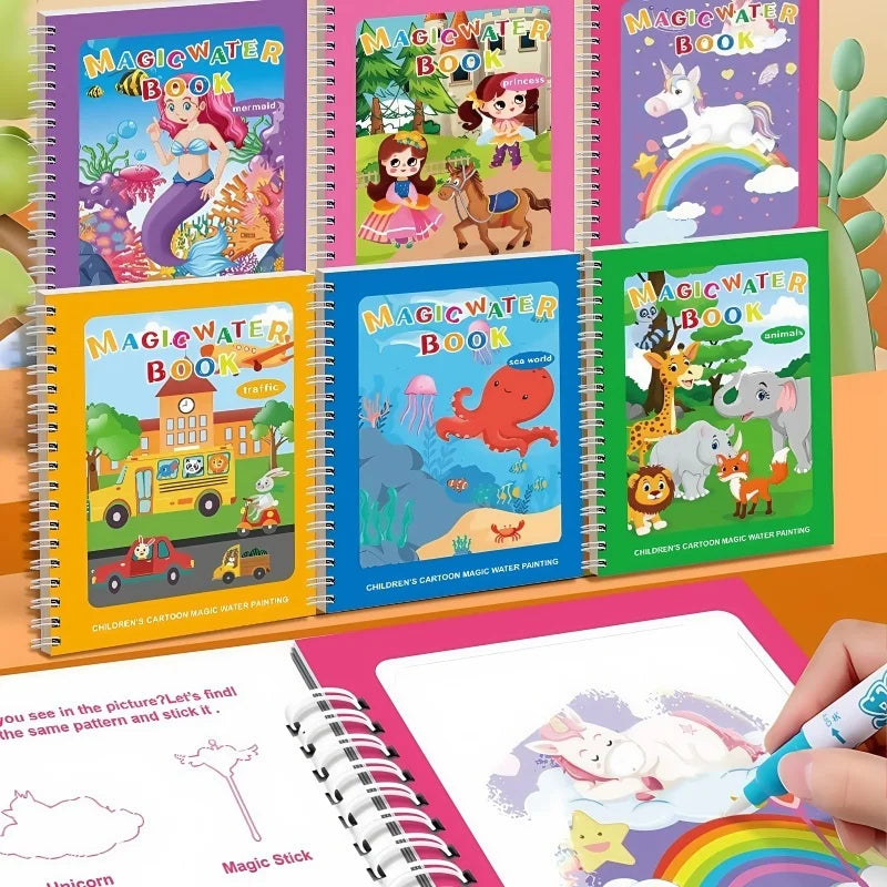 3PCS Drawing Coloring Books for Kids Magic Water Book with Pen 2 To 4 Years Old Children Learning Education Toy Education Toys