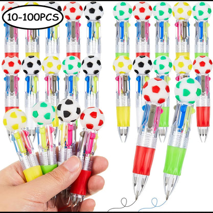10-100Pcs Soccer Party Favors Pens Mini 4 Color Ballpoint Pen For Sports Football Birthday Party Pinata Filler Christmas Gifts