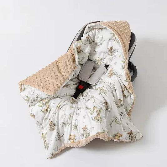 Baby Safety Seat Basket Blanket for Newborn Doudou Fleece Quilt Swaddle Wrap Windproof Hooded Swaddling Blankets Stroller Cover