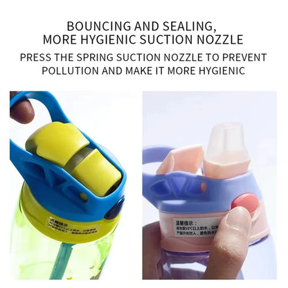 480Ml Children's Straw Cup Water Bottle Creative Cartoon Cup Anti Spill