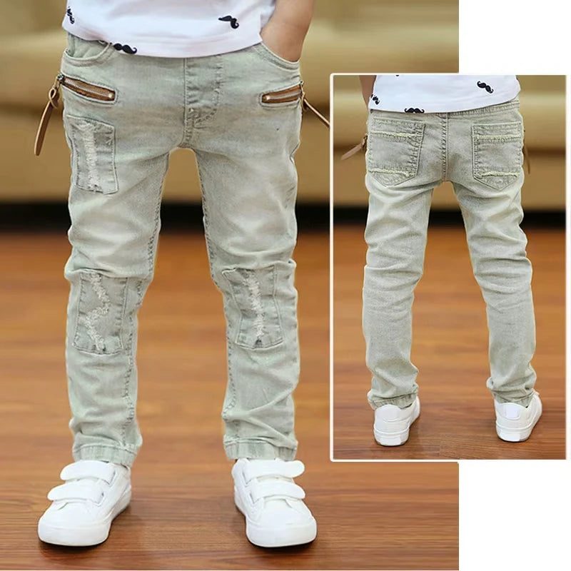 IENENS Boy Girls Trousers Skinny Jeans Elastic Waist Pants 4-13 Years Kids Boys Denim Clothing Clothes Sports Bottoms