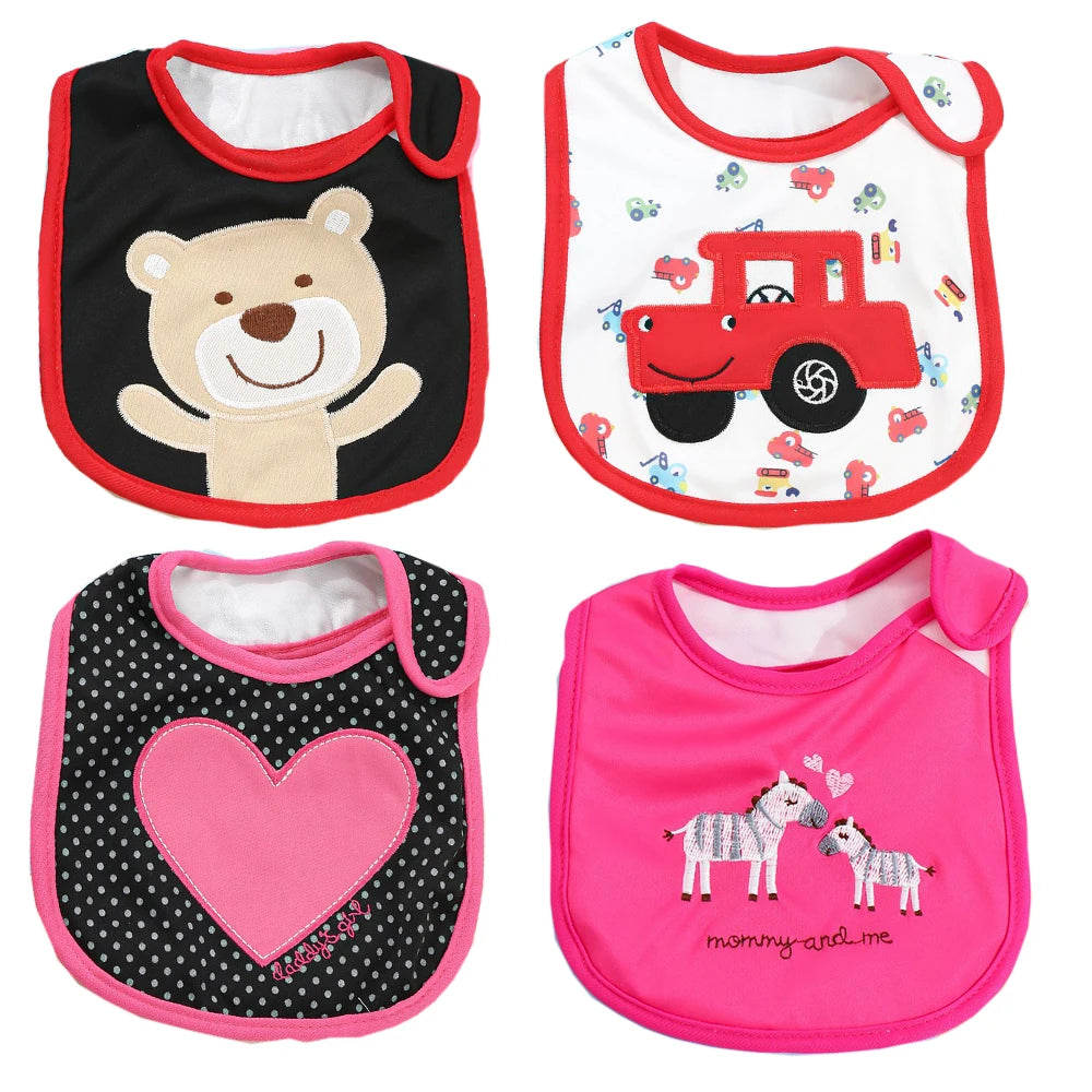 4pcs/set Baby Girl Boy Feeding Bibs Waterproof Apron Cartoon Towel Kids Toddler Dinner Burp Cloths