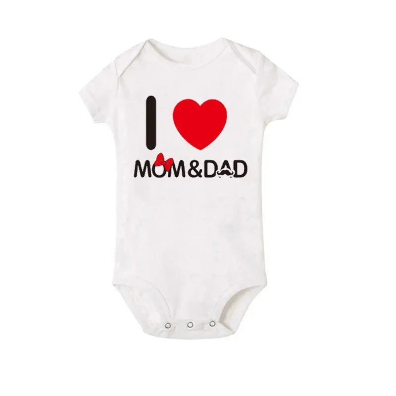 Pure Cotton I Love Mom Newborn Rompers  I Love Dad Baby Romper Twins Matching Bodysuit Summer for 0-24 Months Baby Clothes