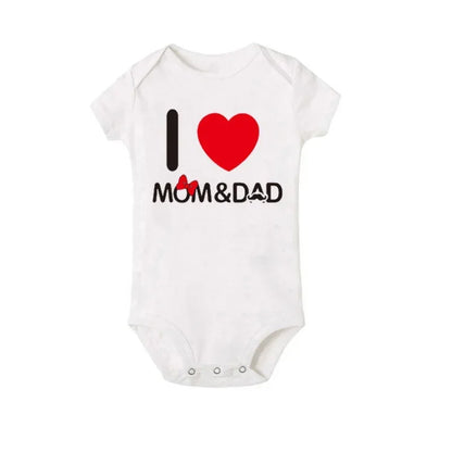Pure Cotton I Love Mom Newborn Rompers  I Love Dad Baby Romper Twins Matching Bodysuit Summer for 0-24 Months Baby Clothes
