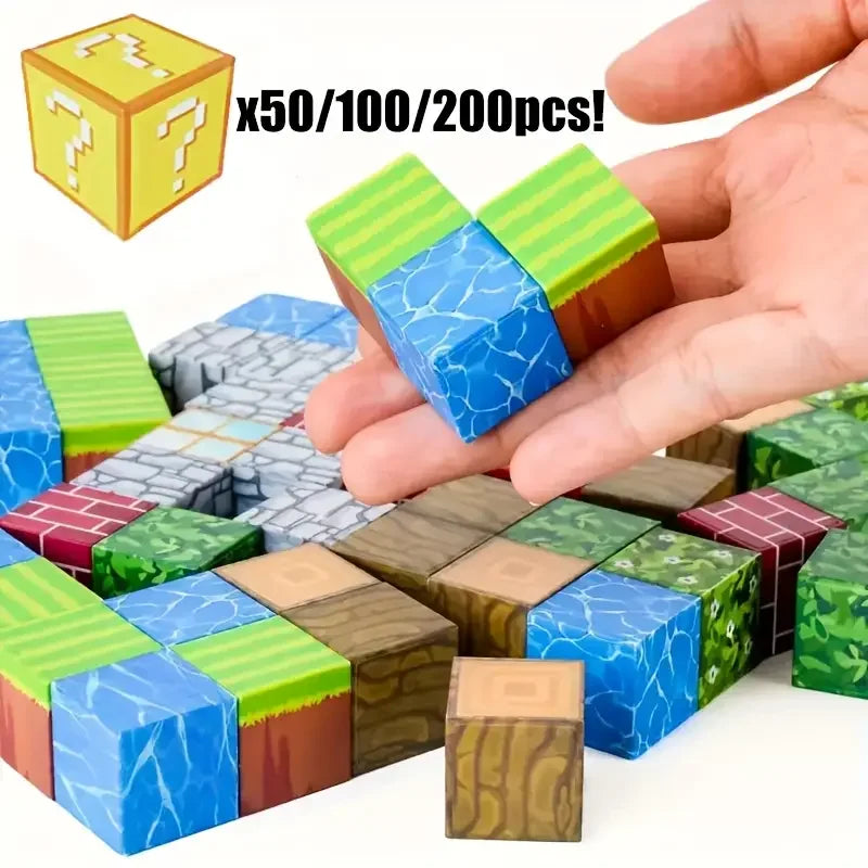 Magnetic Building Blocks Mine World Magnet Cube for Stacking Construction Set Educate Sensory Toys Kids Boys Girls Ages 3+ DIY