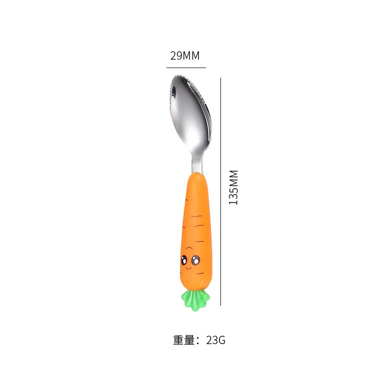 Baby Gadgets Tableware Set Children Utensil Stainless Steel Toddler Dinnerware Cutlery Cartoon Infant Food Feeding Spoon Fork